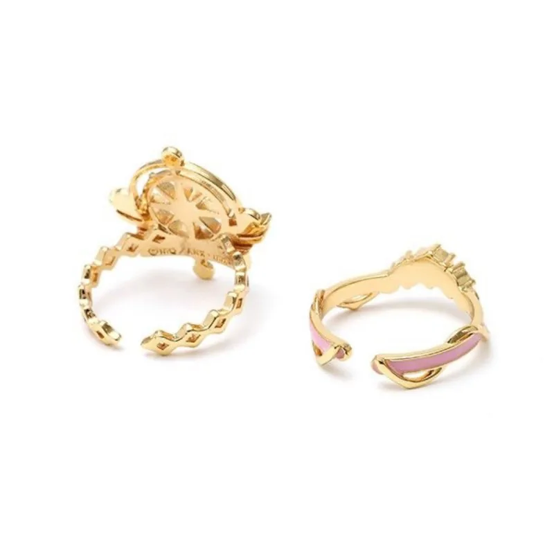 Puella Magi Madoka Magica Anime Ring Fashion Gold Color Rings Shine Zircon Design Cartoon Lady Jewelry Cosplay Accessories Gift