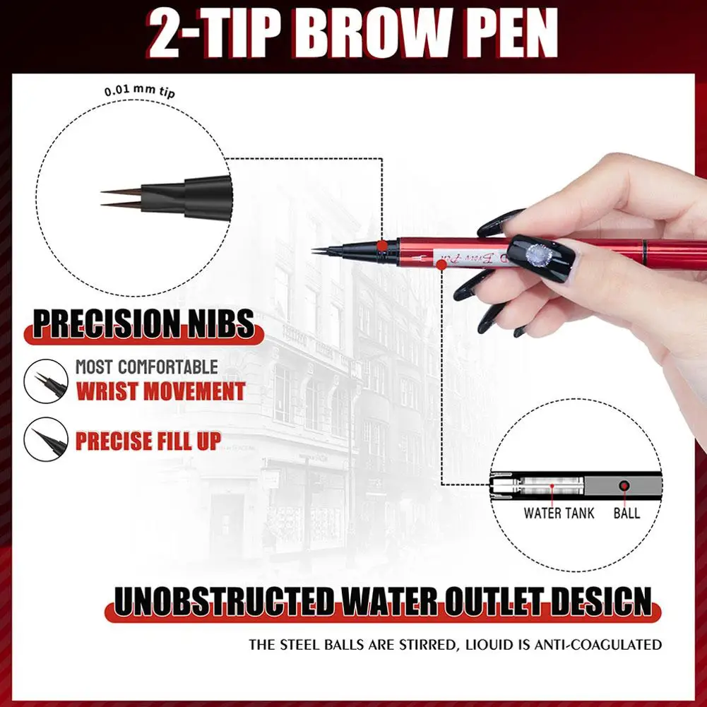 قلم حواجب مزدوج الأطراف ذو شقين كحل يدوم طويلاً مقاوم للماء ومقاوم للتلطخ قلم حواجب طبيعي شفاف #3