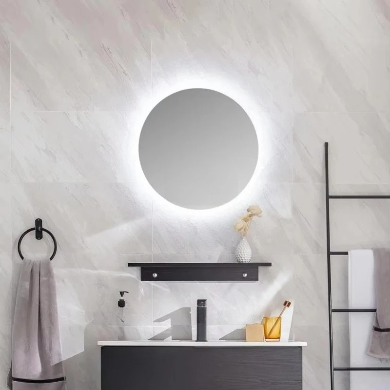 Lighting Wall Mount Hotel Round Touch Screen Makeup Mirror Switch Bathroom Anti-fog Smart Mirror with Light Emitting Diode Light