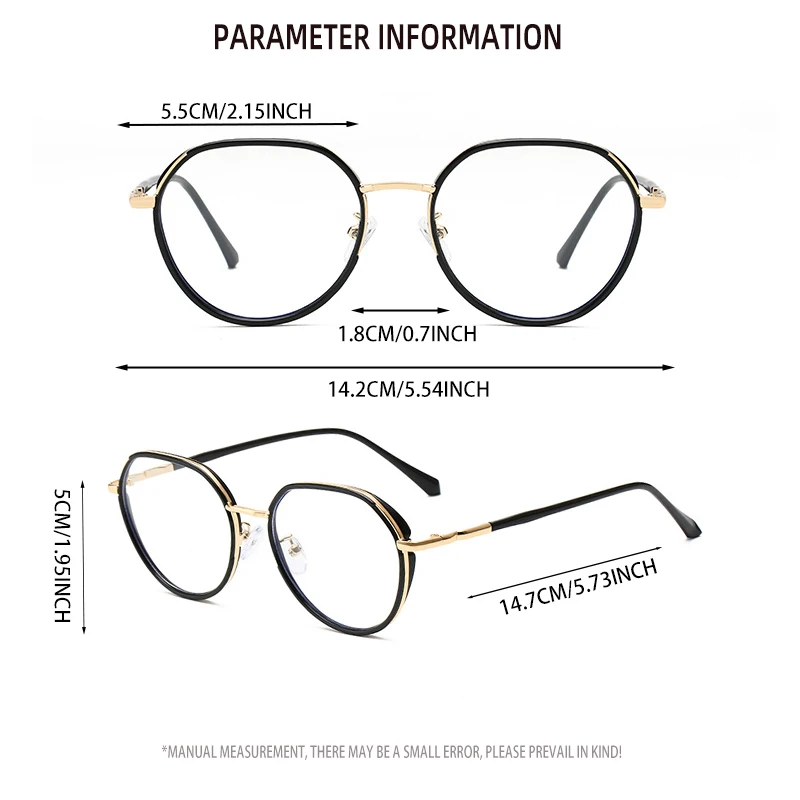 نظارات عصرية بإطار كبير متعددة الاستخدامات لتنحيف الوجه وعدسة مسطحة للجنسين مناسبة لجميع المواسم