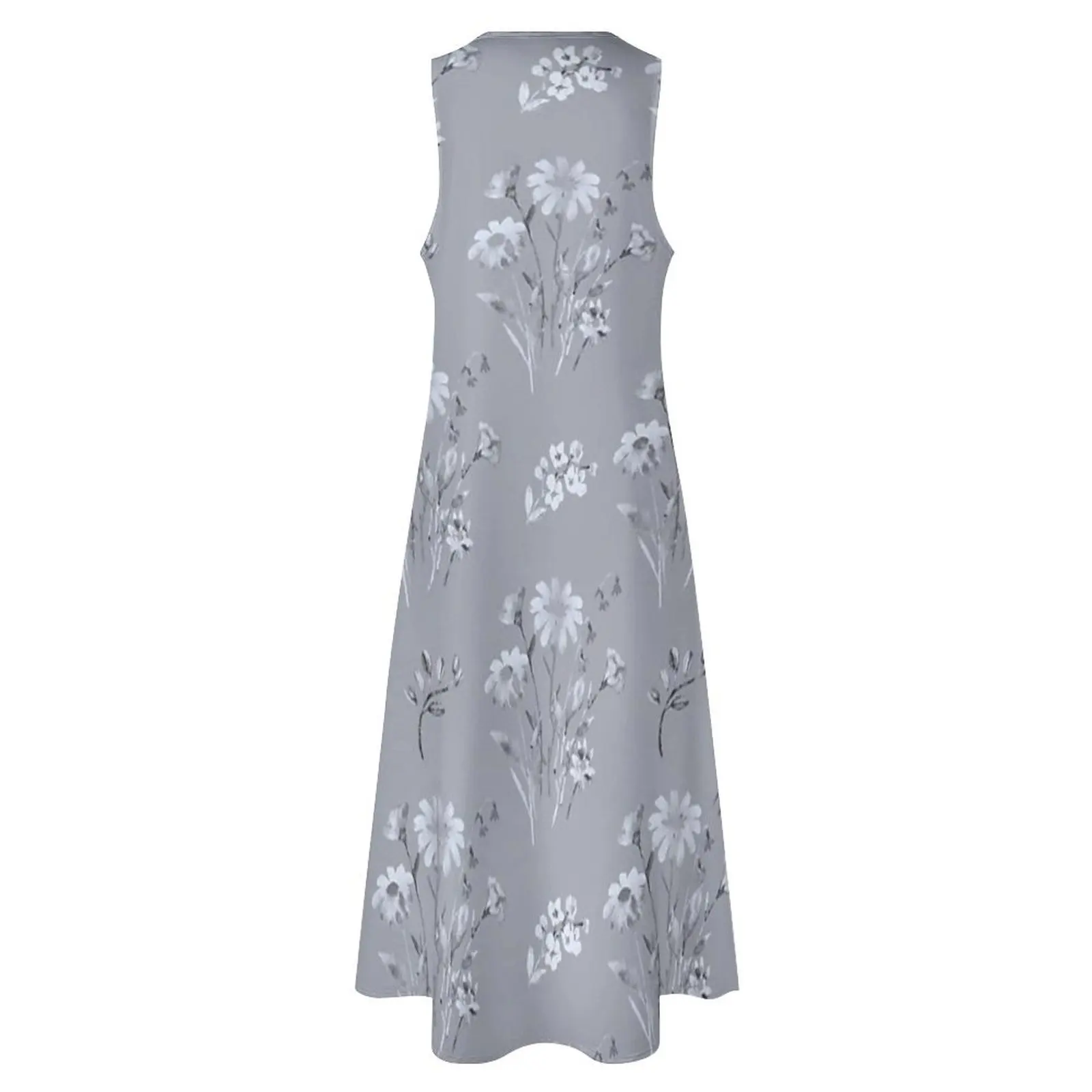 Vestido largo monocromático de flores silvestres de primavera, vestido sexy para mujer, vestidos de mujer