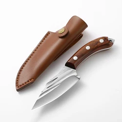 Wooden Handle Forged Boning Knife Outdoor Survival Self-defense Multi-purpose Knife Household Portable BBQ Meat Cleaver Knife