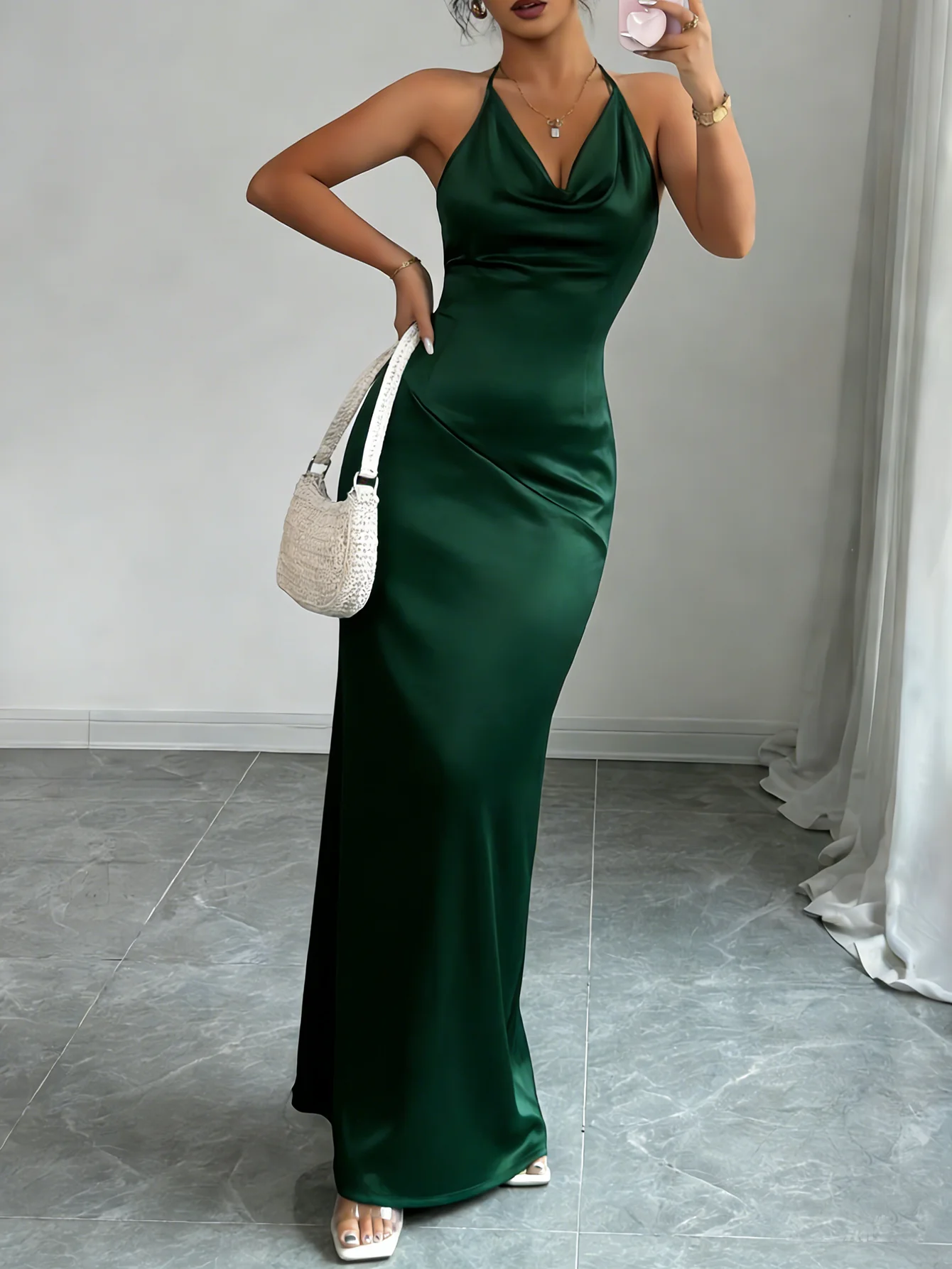 Satin Halter Neck Maxi Dress Satin Halter Neck Maxi Dress
