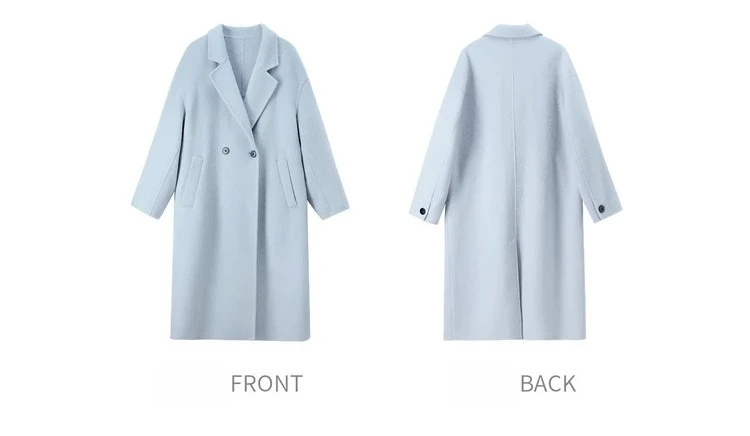 SENTUBILA Damen 100% Wolle Doppelseitiger Mantel Winter 2026 Anzug Reverskragen Klassischer Pendlerstil Langer Übermantel W54OA8779 – Detail 40