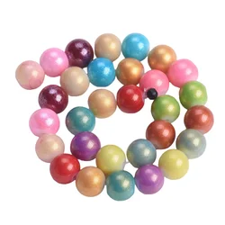 4mm 6mm 8mm 10mm 라운드 샤이니 포일 코팅 불투명 유리 루즈 스페이서 비즈, 쥬얼리 제작 DIY 팔찌 공예 재료