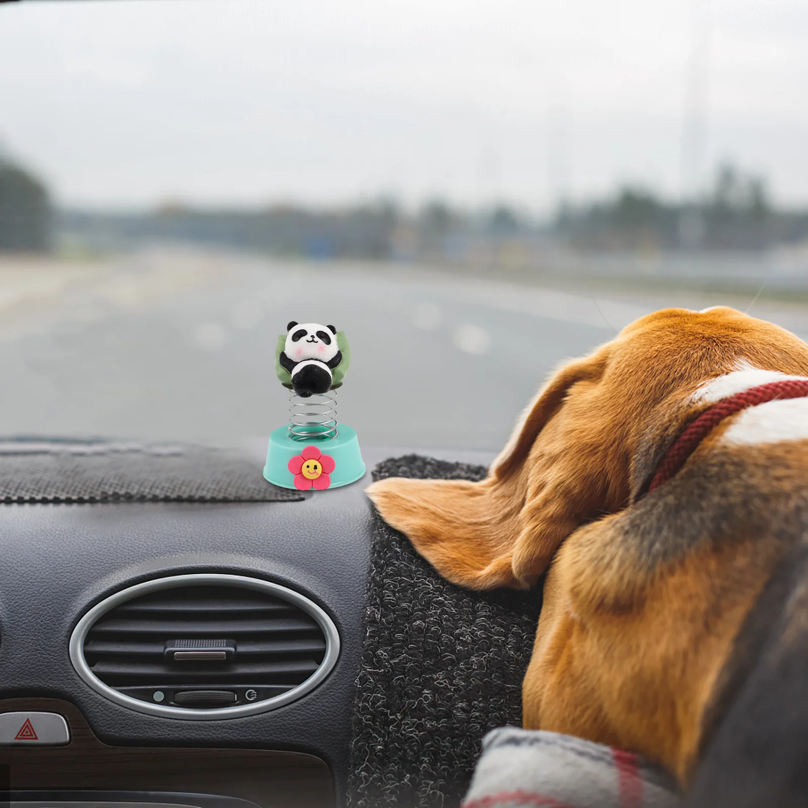 

Cute Panda Car Dashboard Ornament Bobblehead Swinging Shaking Decoration for Auto Interior Home Office Resin Spring Motion