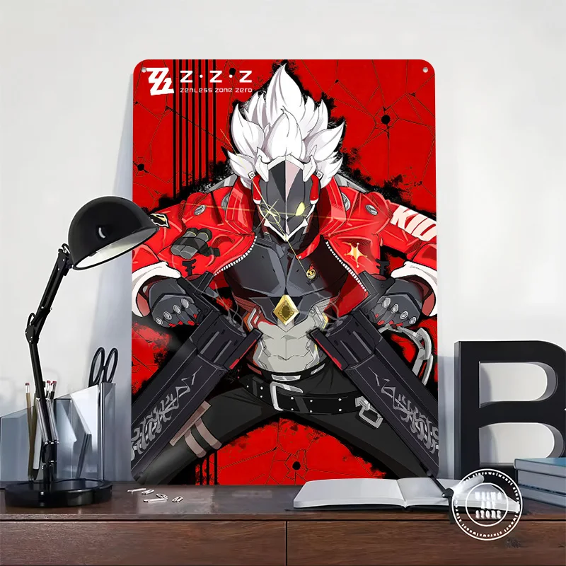 Zenless Zone Zero Character Illustration Personalized 3D Textured Metal Poster Wall Art Vintage Tin Signs for Office Decor Room