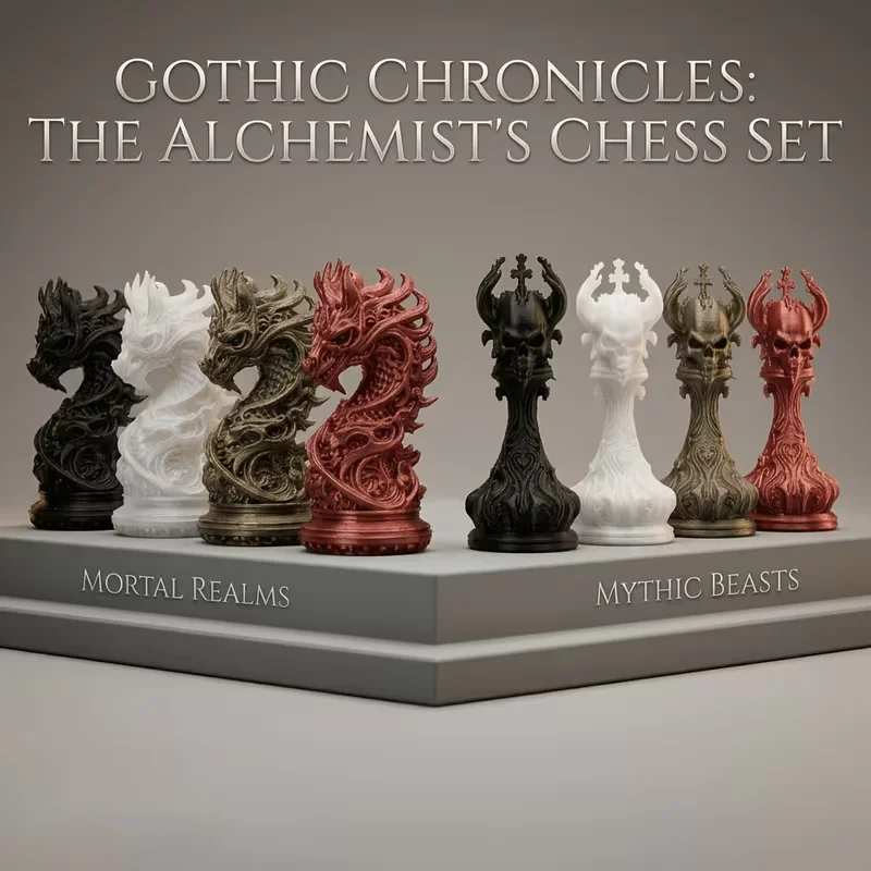 16 Pcs Medieval Fantasy Relief Chess Set - Knight Bishop King Queen Dragon-Shaped Chess Pieces Desktop Decorative Ornaments