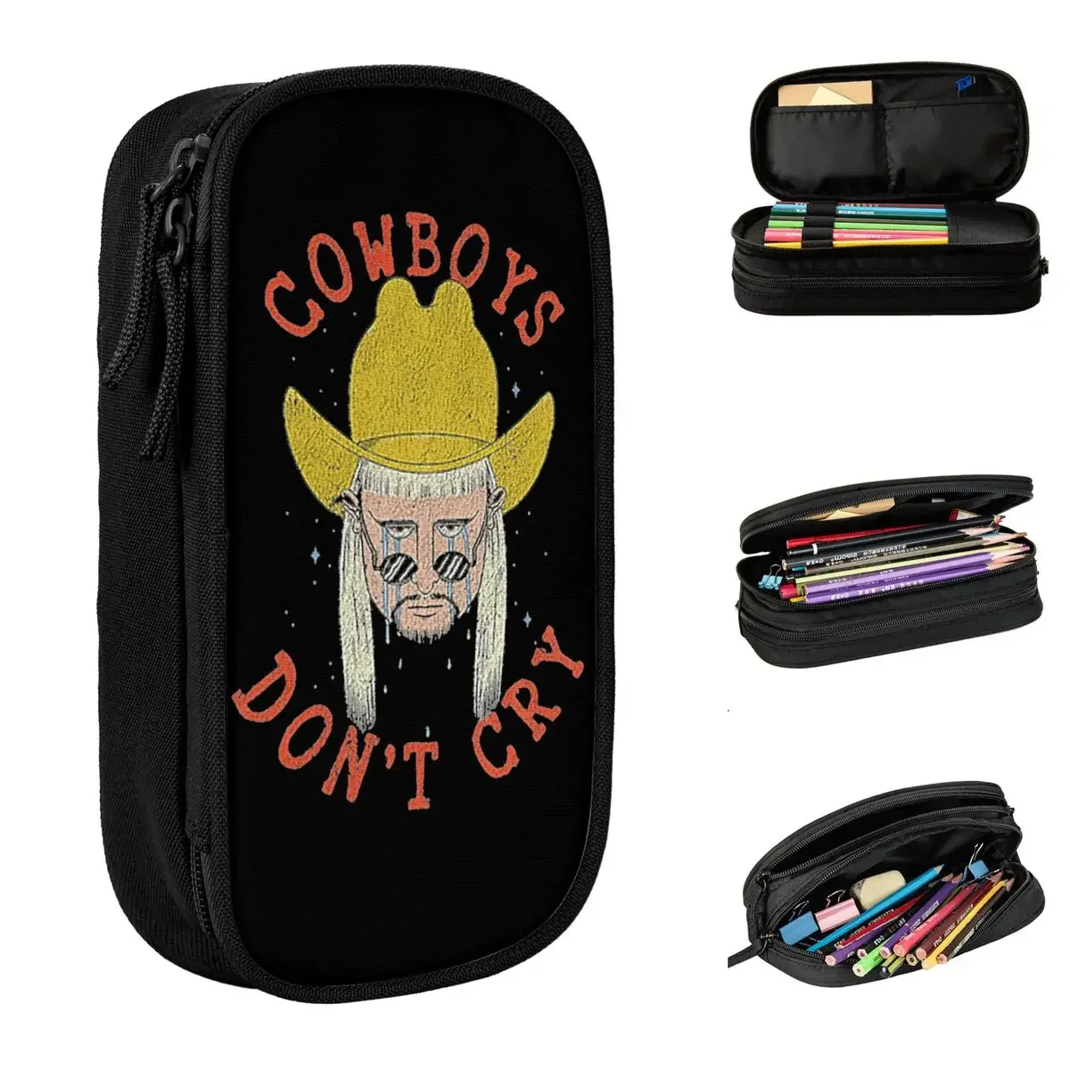 

Oliver Tree Cowboys Don't Cry Pencil Case Double Layer Large-capacity School Accessories Pencil Case Stationery Birthday Gift