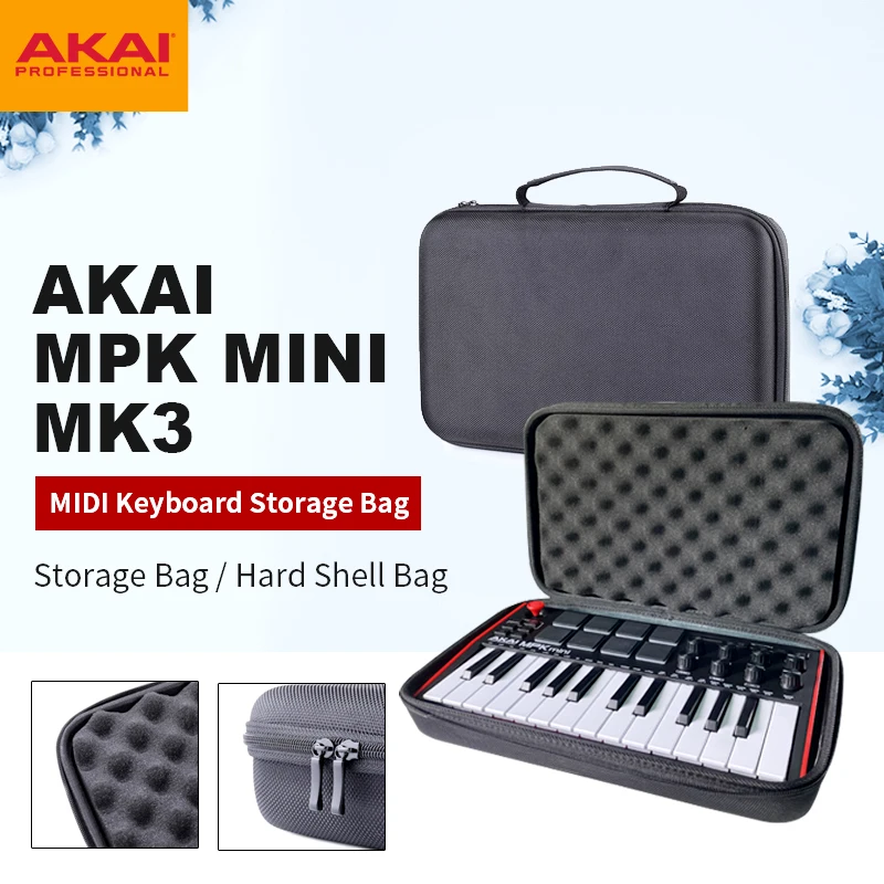 Akai MPK Mini MIDI Keyboard Storage Bag, Effects Pedal Bag, Soft and Hard Shell Protective Cover, Travel Bag