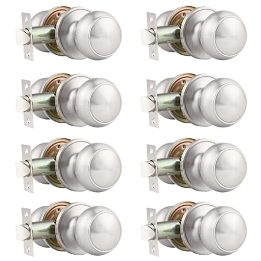 

8 Pack Interior Passage Keyless Door Knobs Door Lock Handle Handleset Lockset Without Key Doorknobs for Hall/Closet-Door Knob