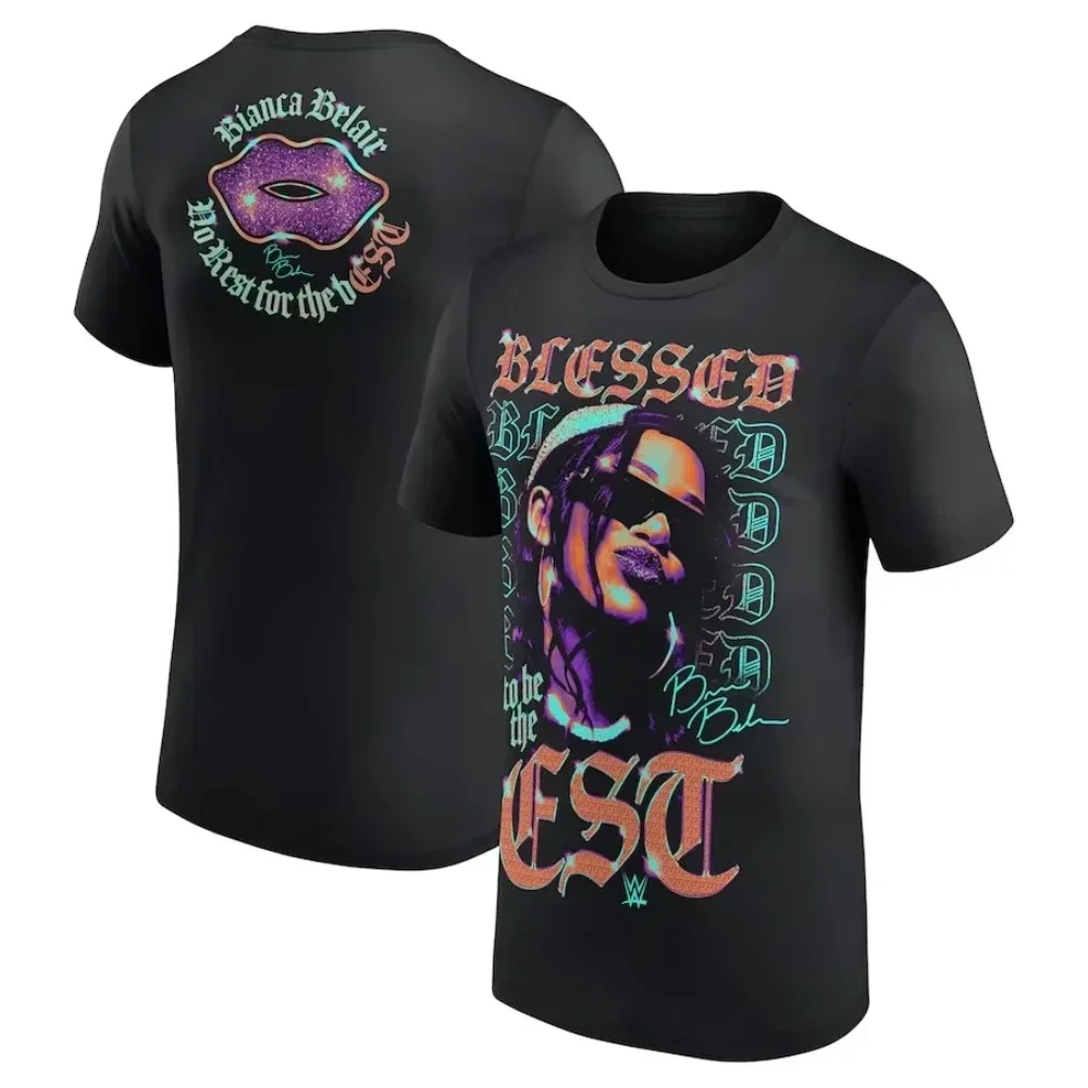 

Черная футболка Bianca Belair The EST, мужские и женские хлопковые футболки с короткими рукавами Y2k, топ для фитнеса, спортивная футболка унисекс, летняя уличная одежда