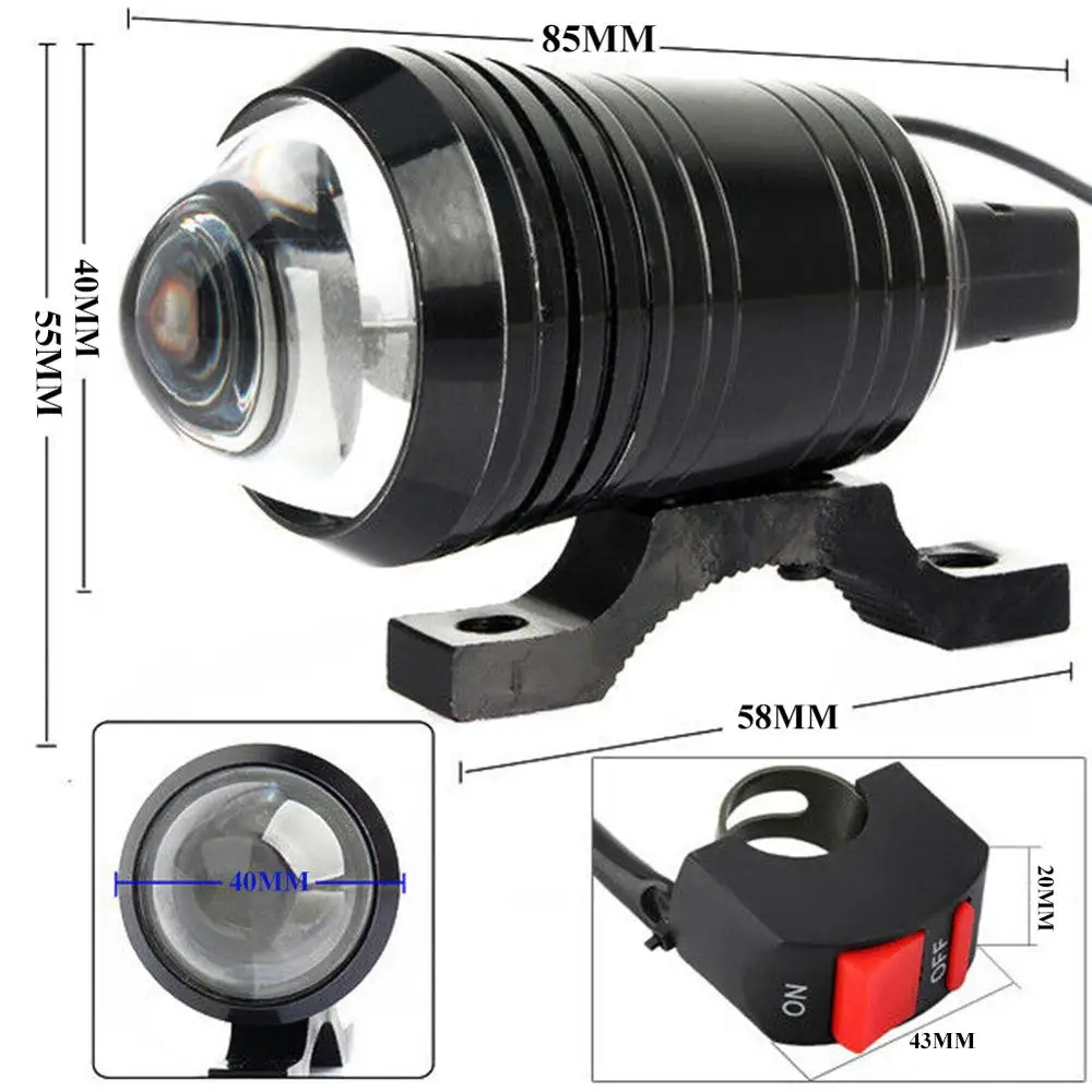 2pcs U2 motorcycle fog lamp LED driving point work light switch General electric motorcycle fog lamp Spotlight motorcycle lamp