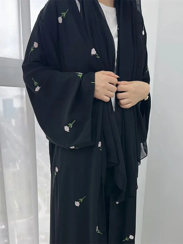 Muslim Women Embroidery Kimono Abaya Damen Dubai Elegant Luxury Kaftan Modest Dress Islam Caftan Marocain Robe Femme Musulmane