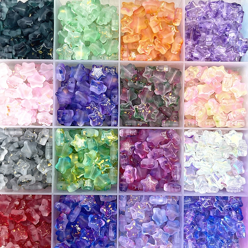 الخماسية نجمة ماتي الزجاج الخرز ، الملونة ، فاصل فضفاض ، صنع المجوهرات ، أساور اليدوية ، أقراط ، جديد ، 30 قطعة ، 8 مللي متر