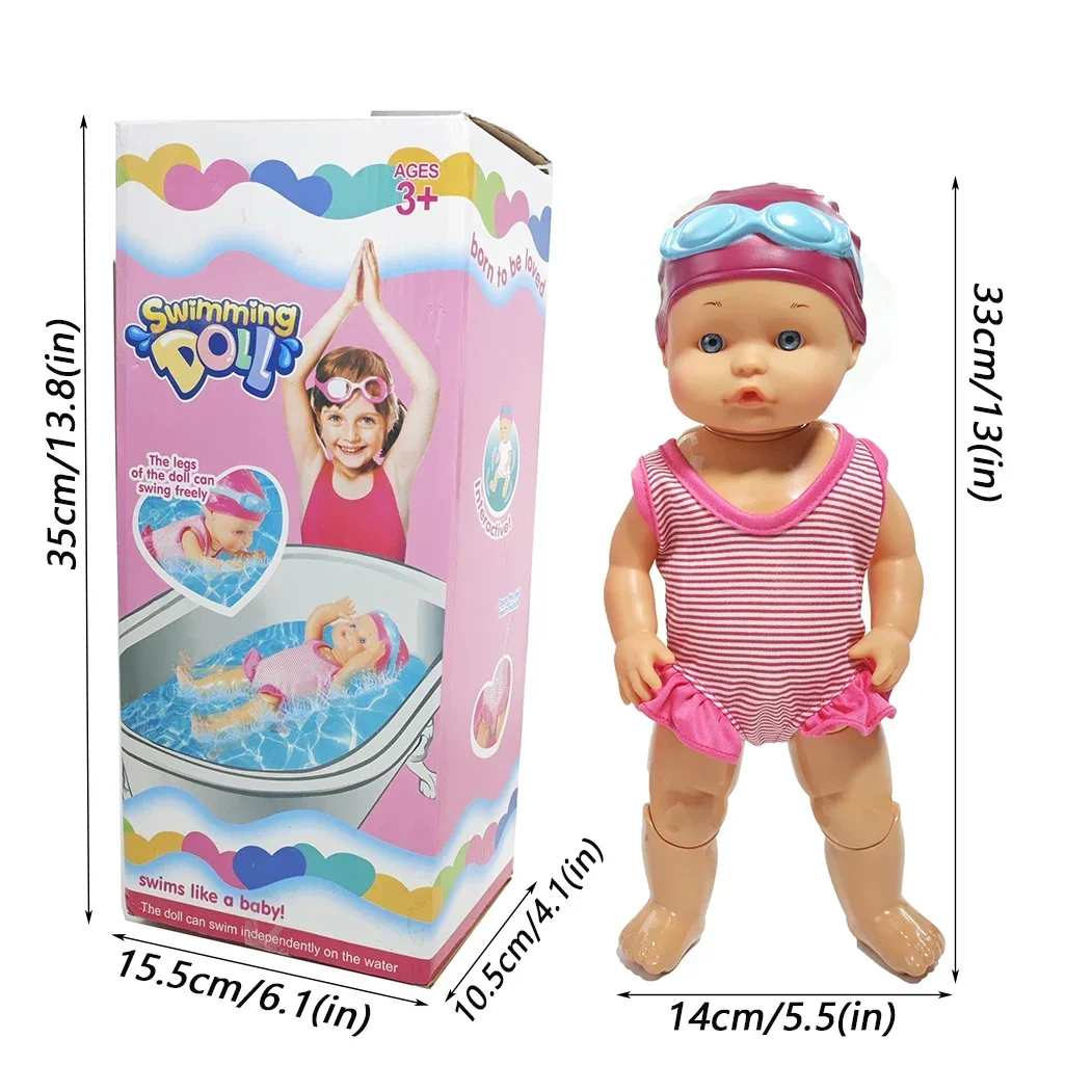 Schwimmende Baby puppe mit Schwimm flosse und Schutzbrille, batterie betriebene Schwimm puppe mit beweglichem Gelenk, wasserdichte Bades pielzeug badewanne