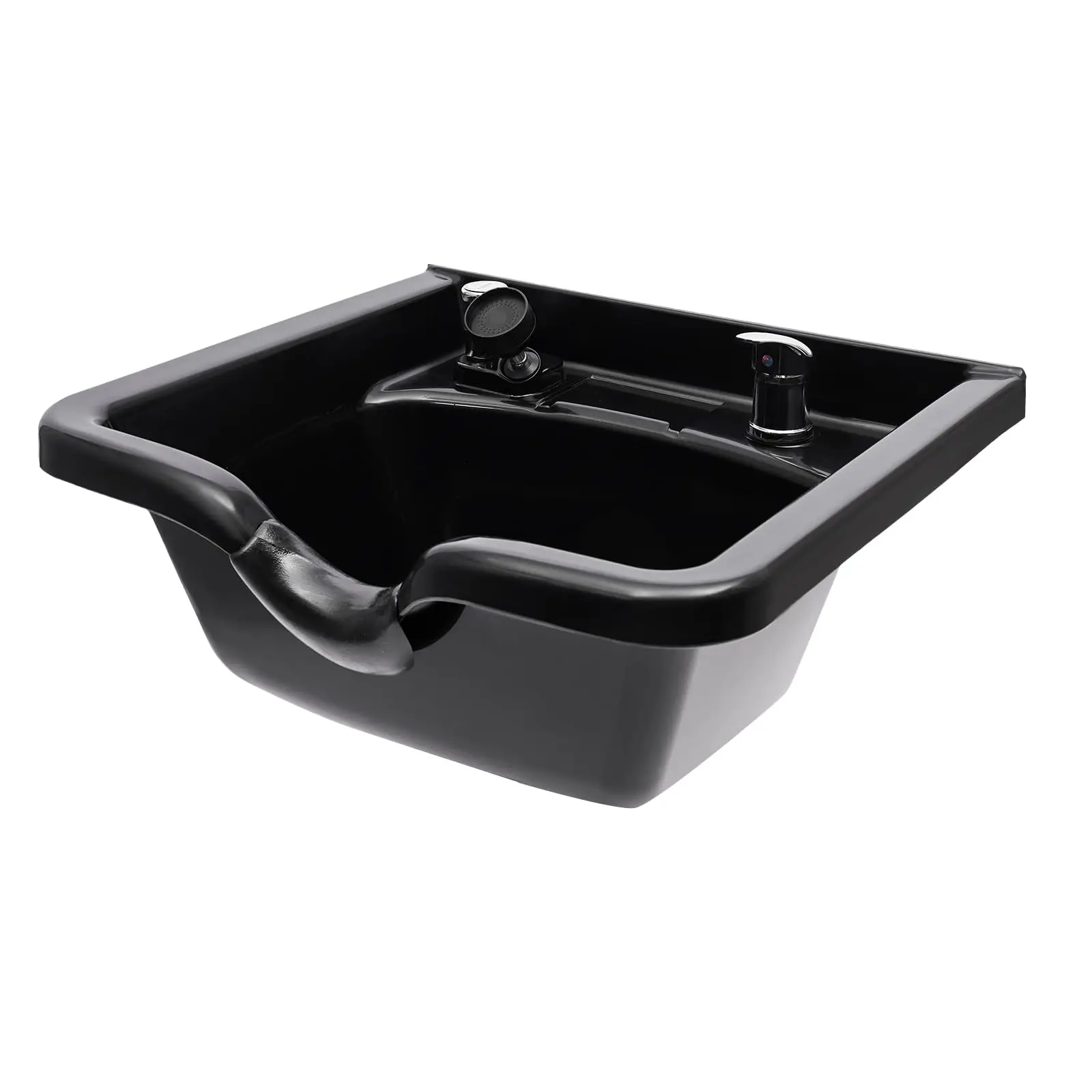 Cuenco de champú profesional para salón, fregadero de champú montado en la pared, equipo de salón y peluquero, fregadero de retrolavado de Abs profundo negro para peinado