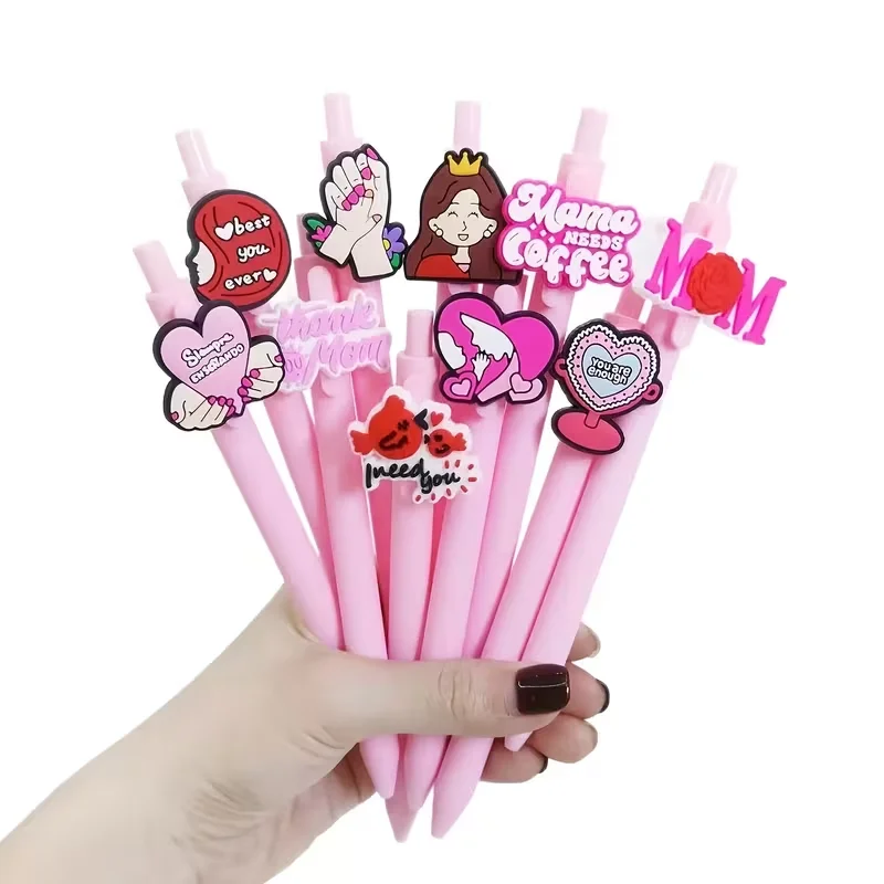 10pcs Mother's Day pink ballpoint pens, including 4 pens and 6 refills, making it the perfect gift for your mother or wife