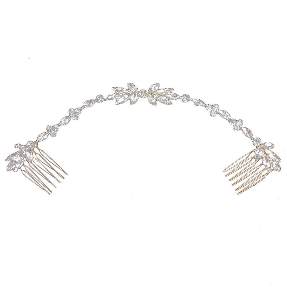 

Свадебный головной убор со стразами и кристаллами, двухсторонняя расческа, свадебные аксессуары для волос для особых случаев, свадебная повязка на голову