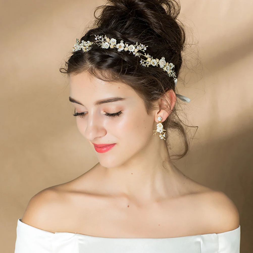 

Crystal Flower Headb Wedding Hair Accessories Alloy Wreath Bridal Headdress Flowers Decorative Lightweight Comfortable