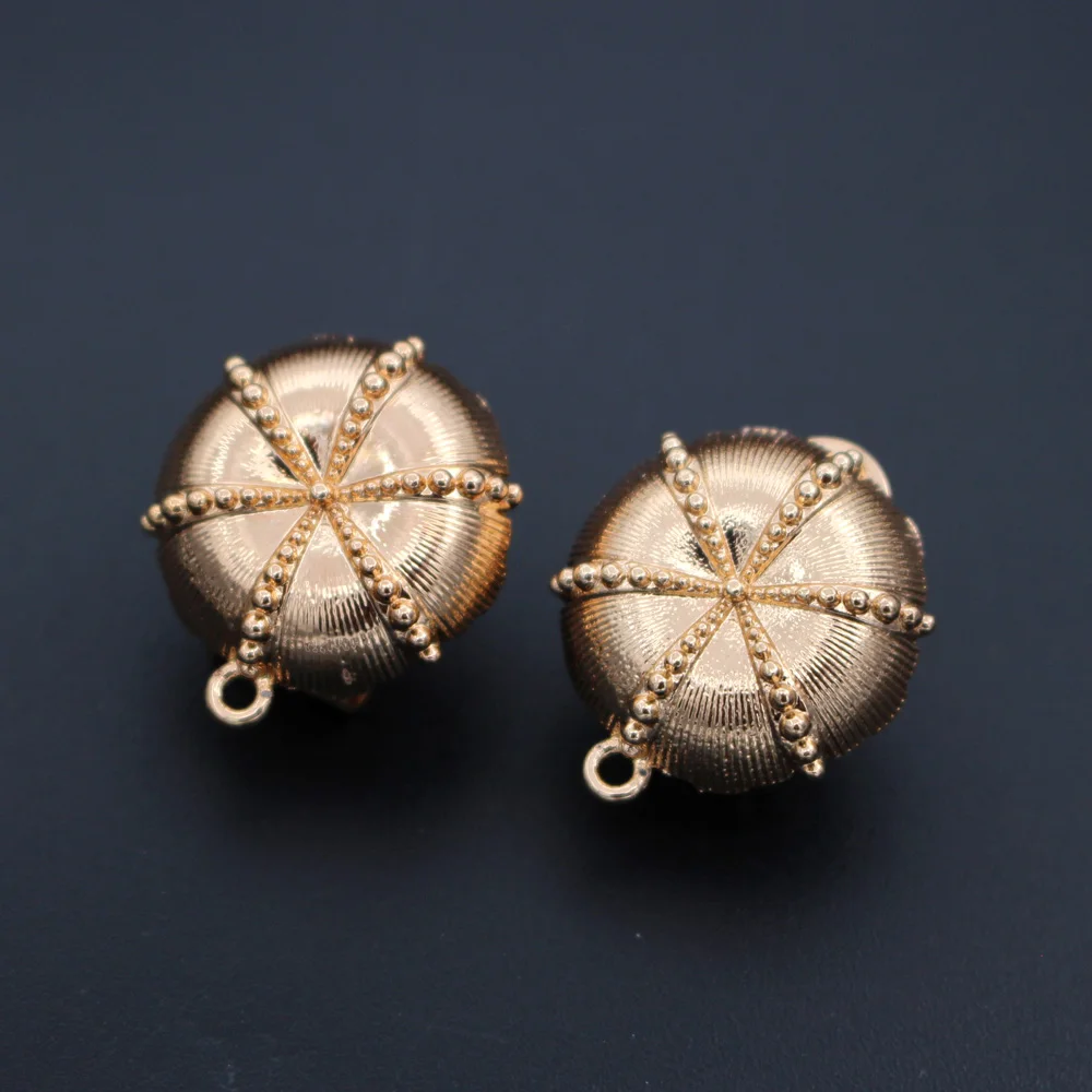 

10pairs Dubai Gold Plt Circle Geometric Metal Earrings Post Connectors Linkers DIY for African Women Bridal Earrings