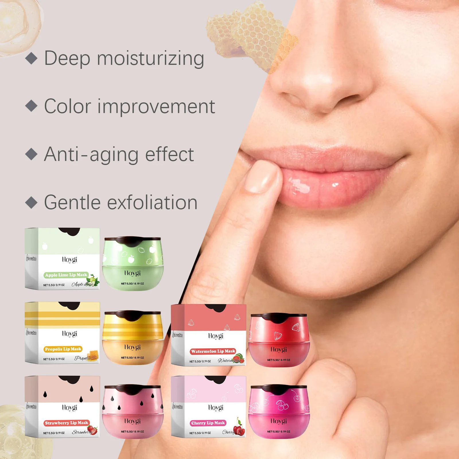 Hoygi Sleeping Lip Mask Remove Dead Skin Fade Lip Lines Dry Peeling Repair Plumper Nourish Moisturizing Overnight Lip Care Cream