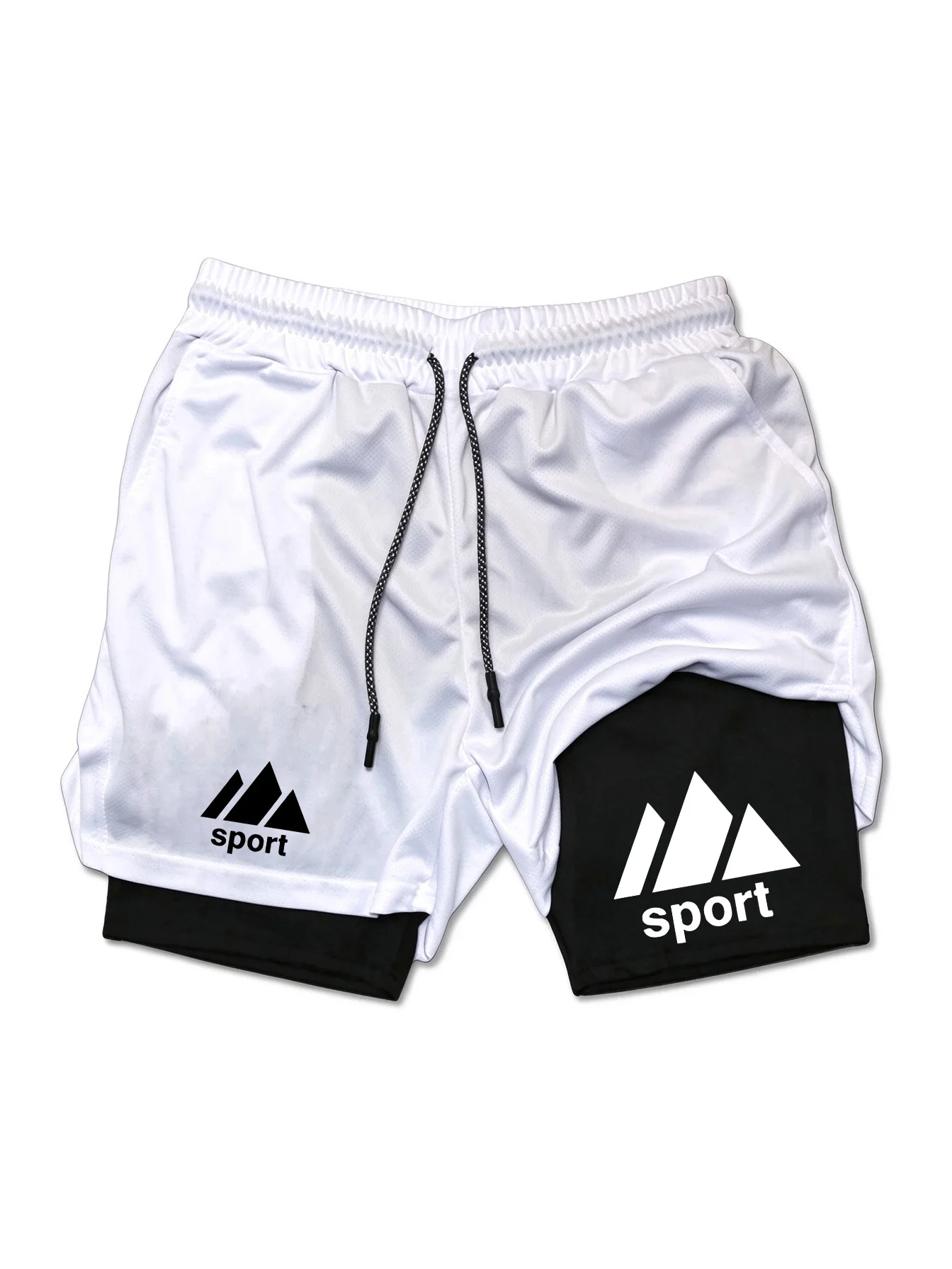 Mens Summer Athletic Shorts, Double Layer 2 in 1 Design, Moisture Wicking Mesh Fabric for Gym Training Sports