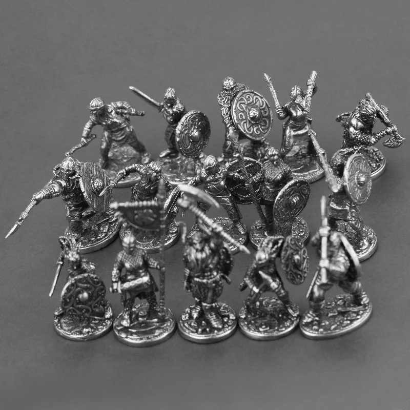 Nordic Viking Metal Infantry Soldier Model Miniatures Tabletop Wargame Figurines Models Warrior Ornament Decoration Craft Gift