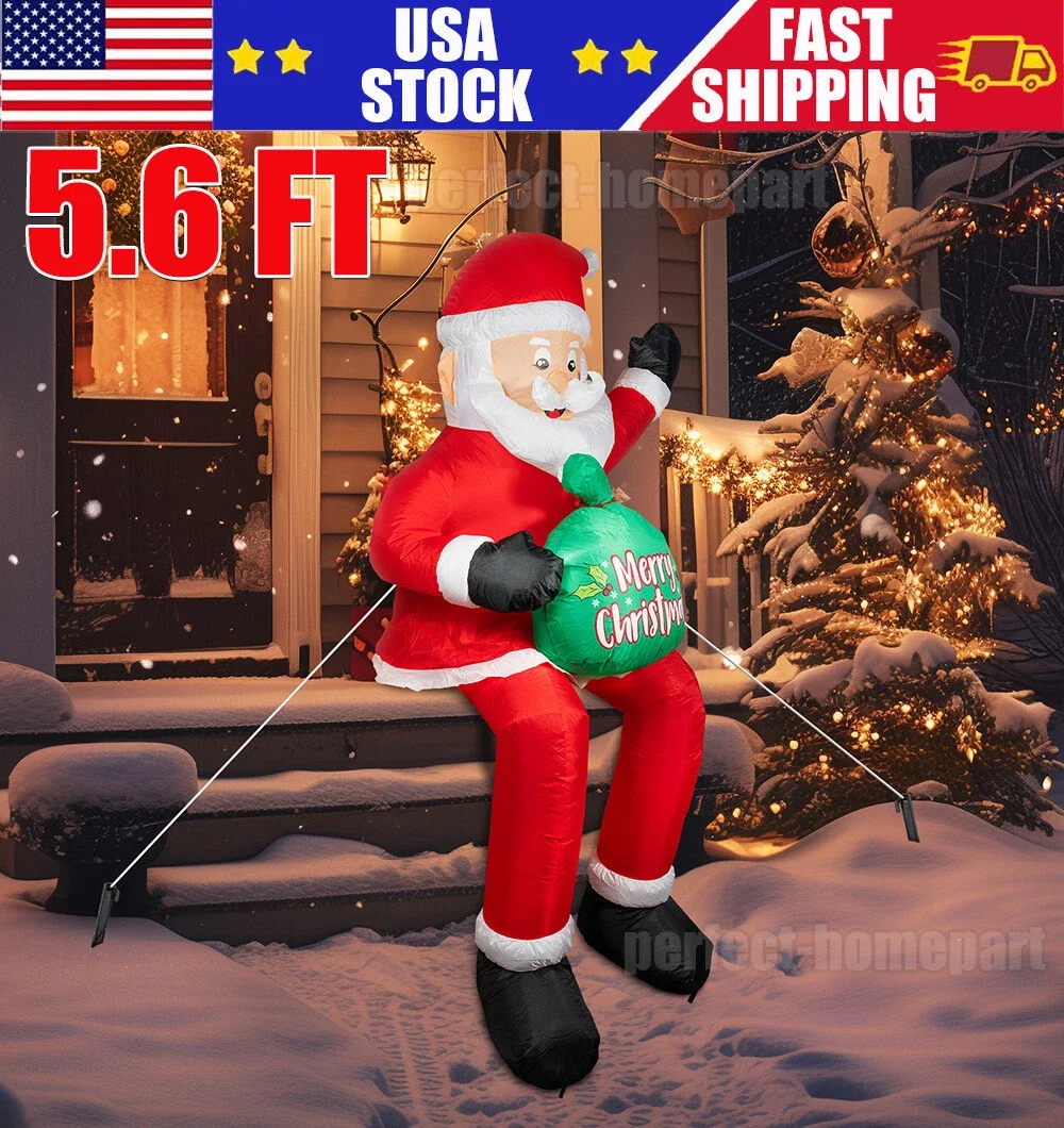 

5.6Ft Christmas Inflatable Santa Claus With LED Light Blow Up Decorative Toys Outdoor Garden Yard New Year Party Decoration