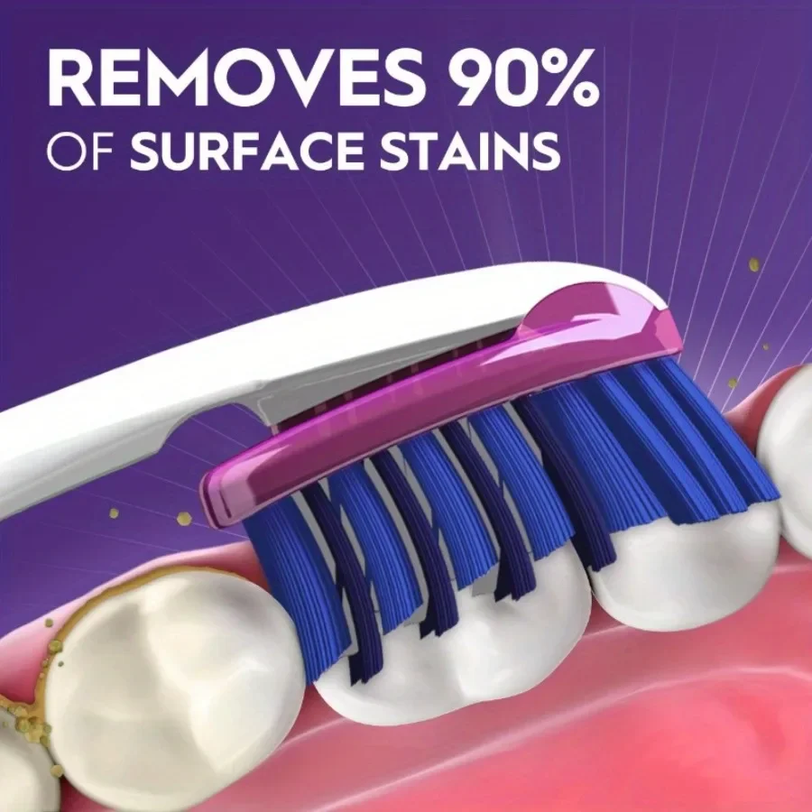 فرشاة أسنان مبيضة متوسطة الحجم مكونة من 4 قطع - شعيرات تلميع لإزالة البقع، مثالية لروتين العناية بالفم اليومي.