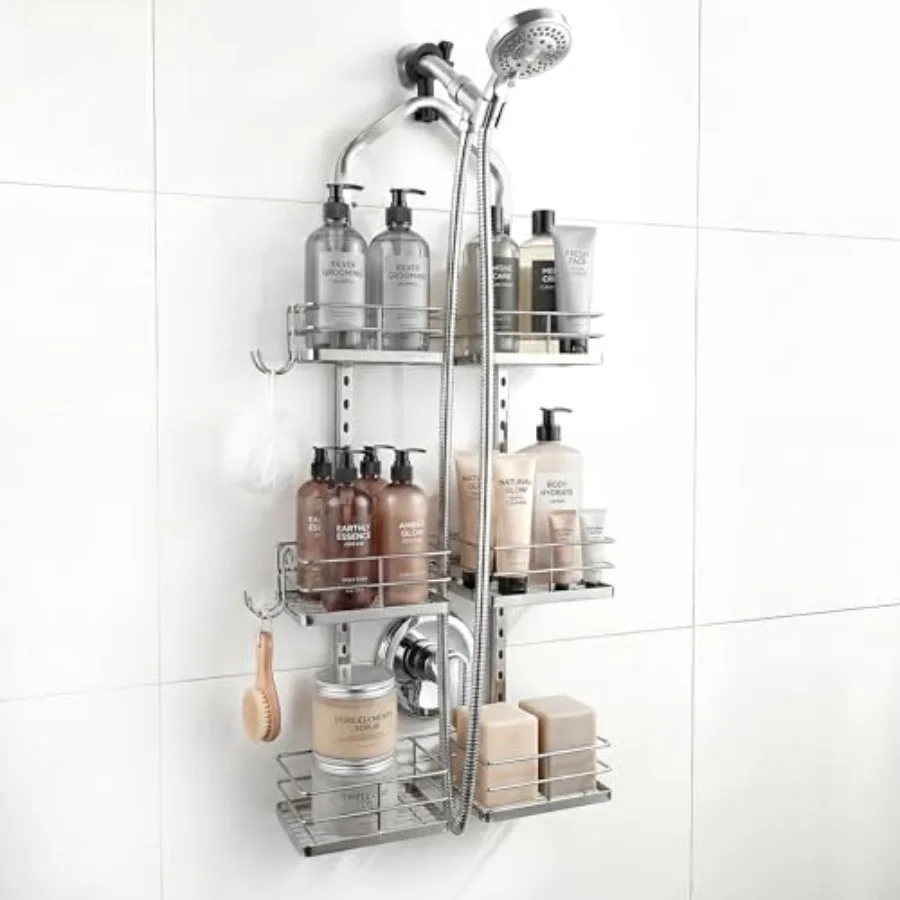 

Shower Caddy Hanging for Handheld Shower Heads 3-Tier Adjustable Hagging Shower Caddy Stainless Steel Hose Hanging Shower Organ