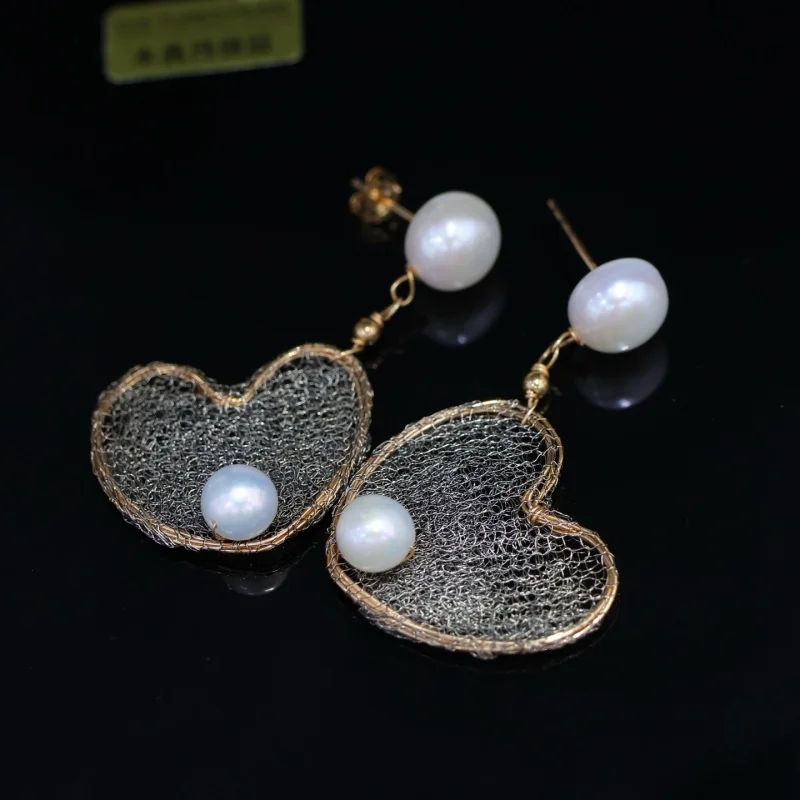 

Серьги-подвески SGARIT из натурального пресноводного белого жемчуга в форме сердца, серьги-гвоздики с наполнителем из 14-каратного золота для женщин, простые подарки