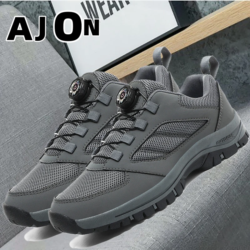 

Мужская спортивная обувь на четыре сезона, модная походная обувь с вращающейся пряжкой, однотонная удобная зимняя мужская обувь больших размеров