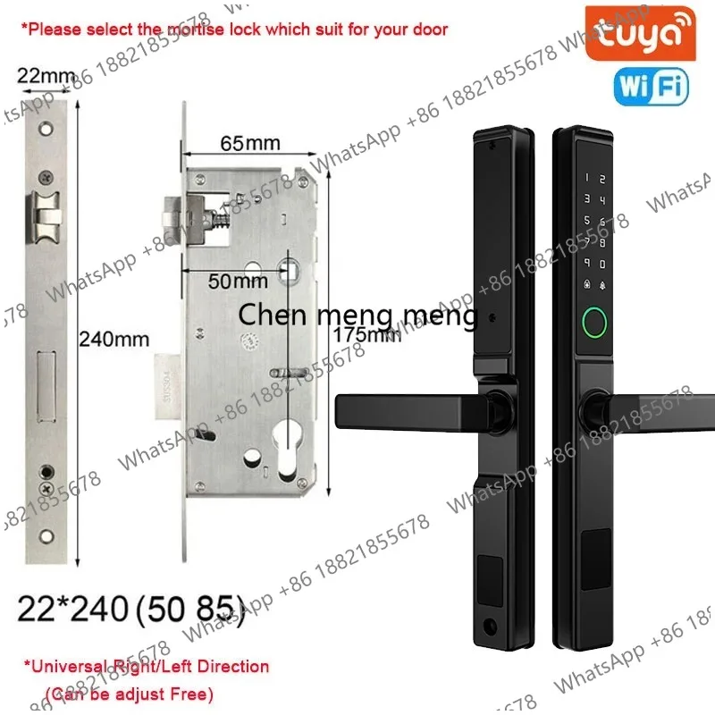 

New Waterproof Smart Fingerprint Password Card Tuya APP Door Lock Bridge-Cut Aluminum Alloy For Outdoor Pull Push Sliding Door