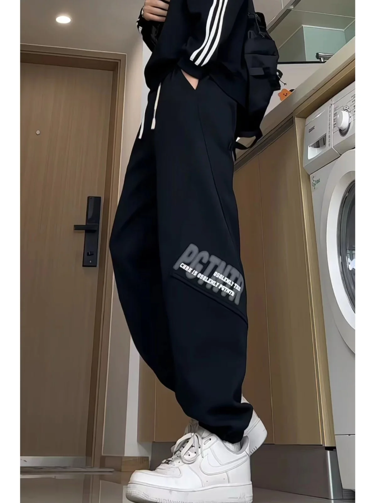 

Мужские свободные повседневные брюки в американском стиле, весна-лето, модные брендовые спортивные брюки с манжетами, большие размеры, молодежный стиль