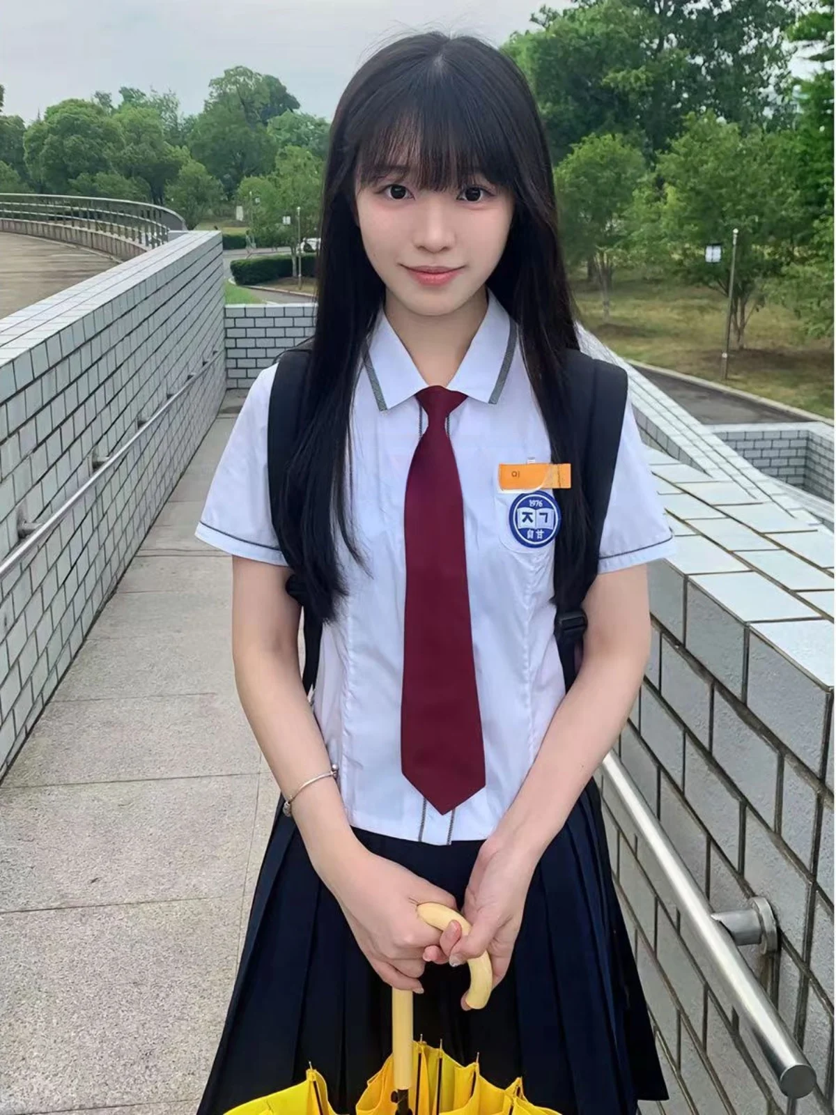 

Korean Style School Uniform JK Uniform Shirt Top Women's Short Sleeve Summer New Style Short Skirt Set Polyester Material