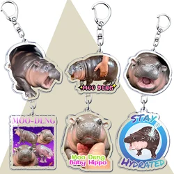 Funny Baby Hippo Cute Keychains Keyring for Accessories Bag Moo Deng Meme Pendant Keyring Jewelry Fans Gifts