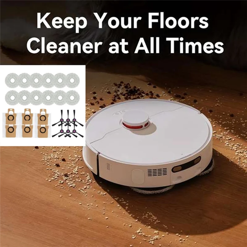 

B98A-24PCS For JONR P20 Pro Robot Vacuum Cleaner Accessories Replacement Parts Washable Side Brush Mop Cloth Dust Bag