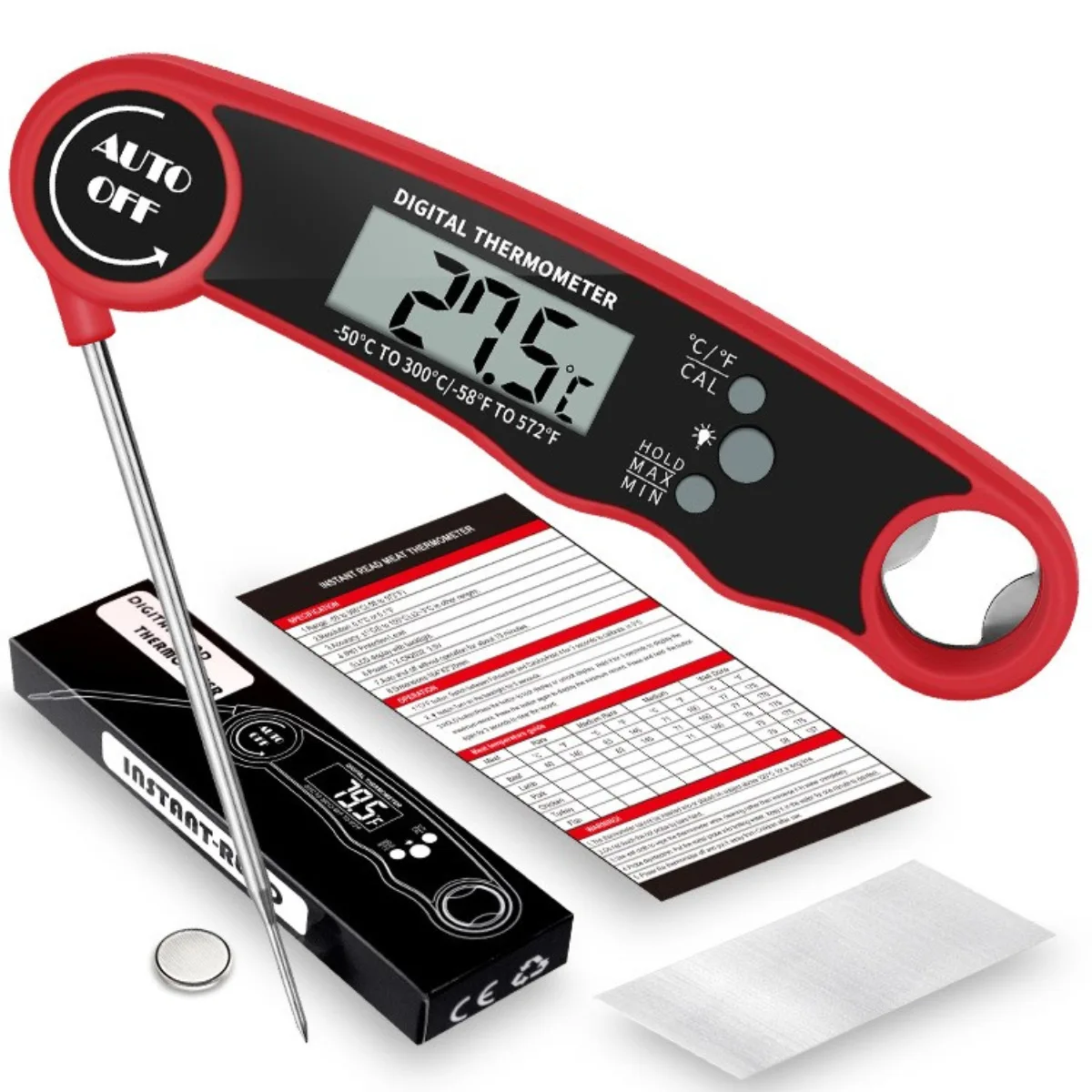 Folding Stainless Steel Probe Electronic Meat Thermometer Kitchen Cooking Frying BBQ Digital Food Thermometer