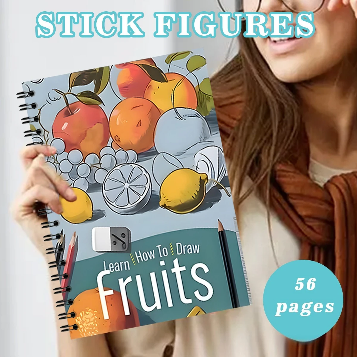 New Hot Cross-border Step-by-Step Fruit Practice Book, A4 Spiral Notebook, Writing & Coloring Pad