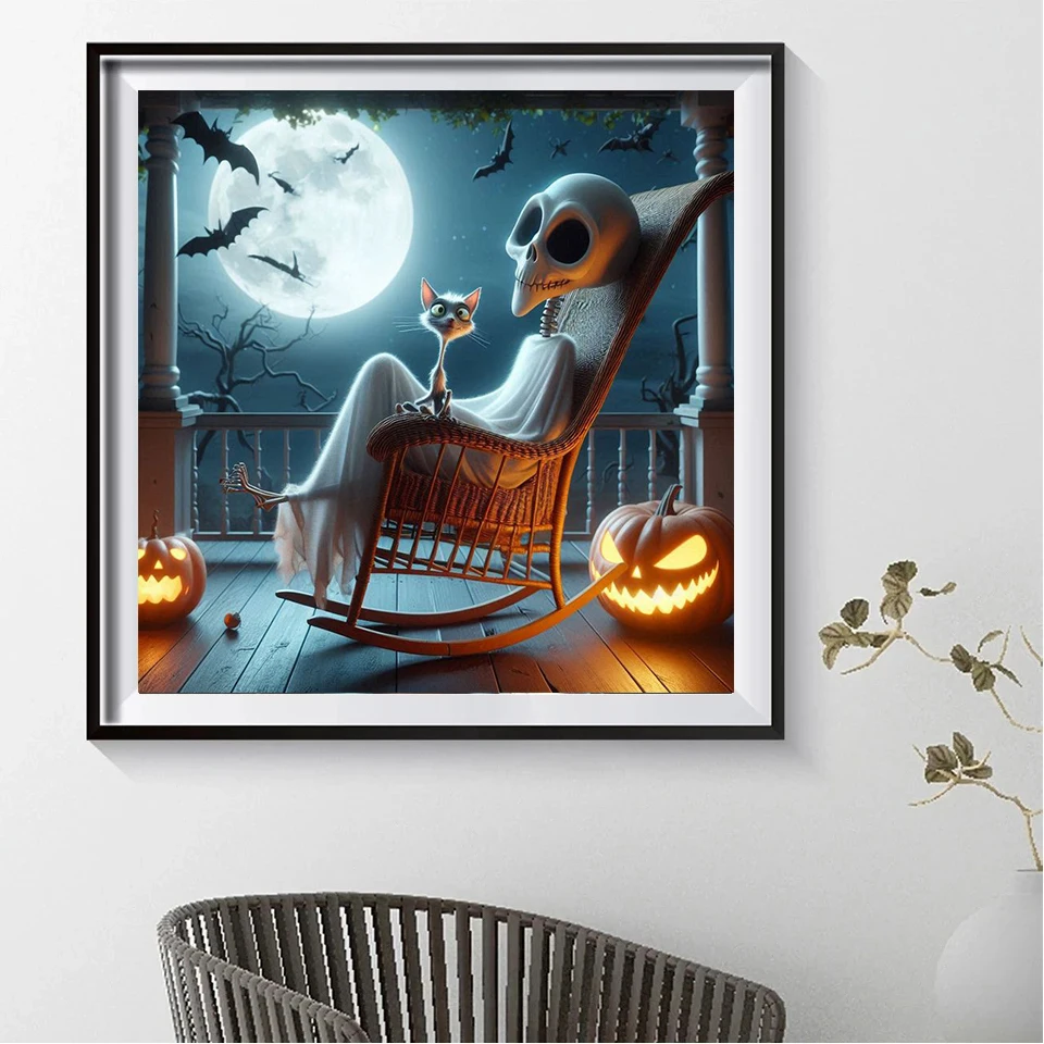 DIY 5D Diamond Painting Cute Colorful Cartoon Ghost Full Rhinestone Mosaic Embroidery Cross Stitch Kit Home Decor Halloween Gift