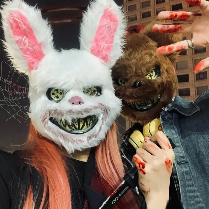 

Plush Bloody Bear Rabbit Creepy Terror Mask Hare Halloween Masks Horror Halloween Dance Prom Costume Props