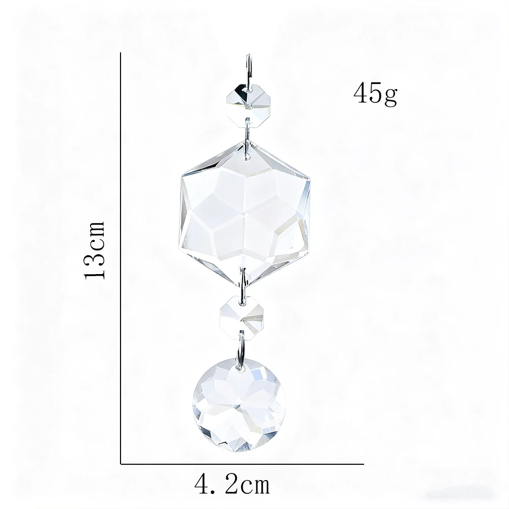 Transparent Hexagonal Crystal Pendant Sun Catcher Wind Chime Dreamcatcher Chandelier Decor Accessory Suitable for Garden Wedding