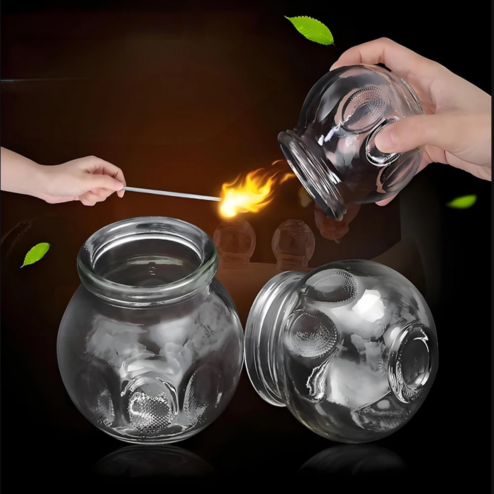5pcs Vacuum Cupping Glass Cupping  Relieve Fatigue Therapy Professional Therapy Equipment Thick Chinese Acupoint