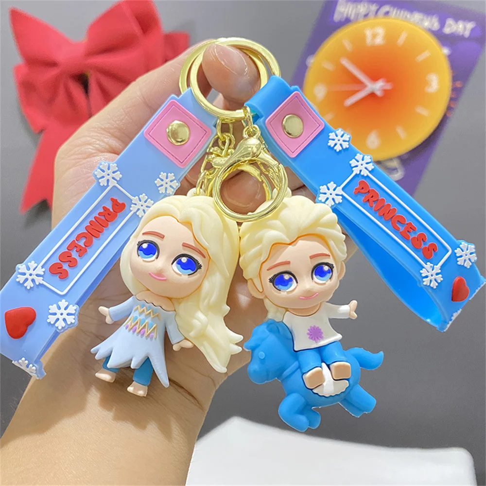 Miniso Cartoon Anime Frozen Princess Elsa Pendant Keychain Car Key Chain Key Ring Keyring Phone Bag Ornament Jewelry Gift