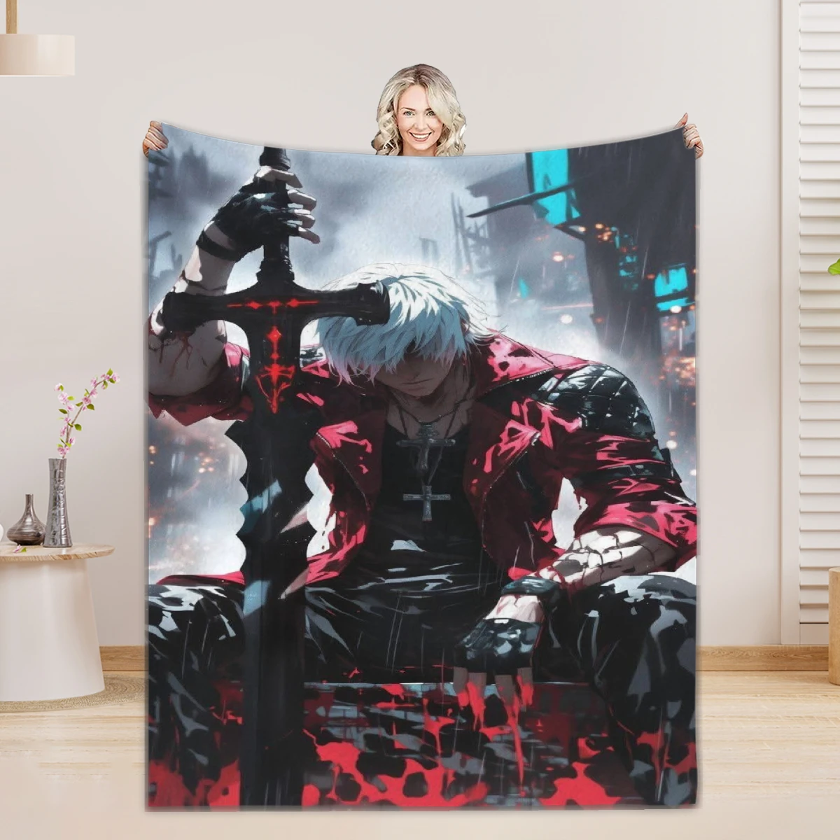 Game D-Devil M-May C-Cry Flannel Blanket, Quality Soft Warm Throw Blanket Winter Kid Couch Bed Fluffy Bedspread, Birthday Gift