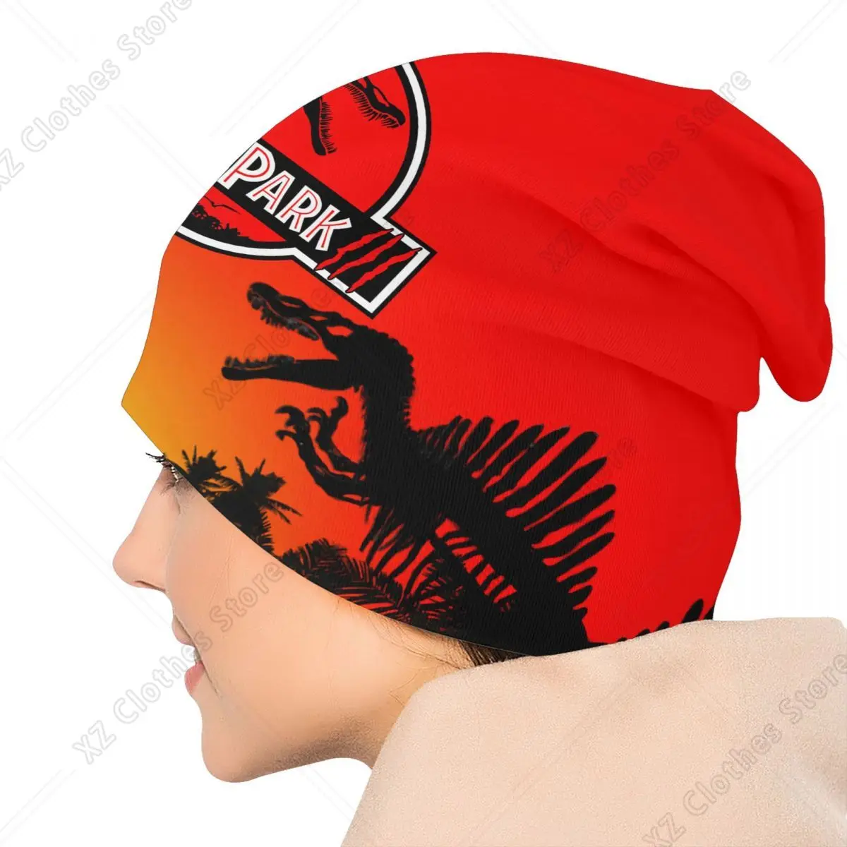 مخصص الحديقة الجوراسية Skullies Beanies قبعات شتاء بارد دافئ النساء الرجال الحياكة القبعات الكبار للجنسين ديناصور العالم بونيه القبعات #5