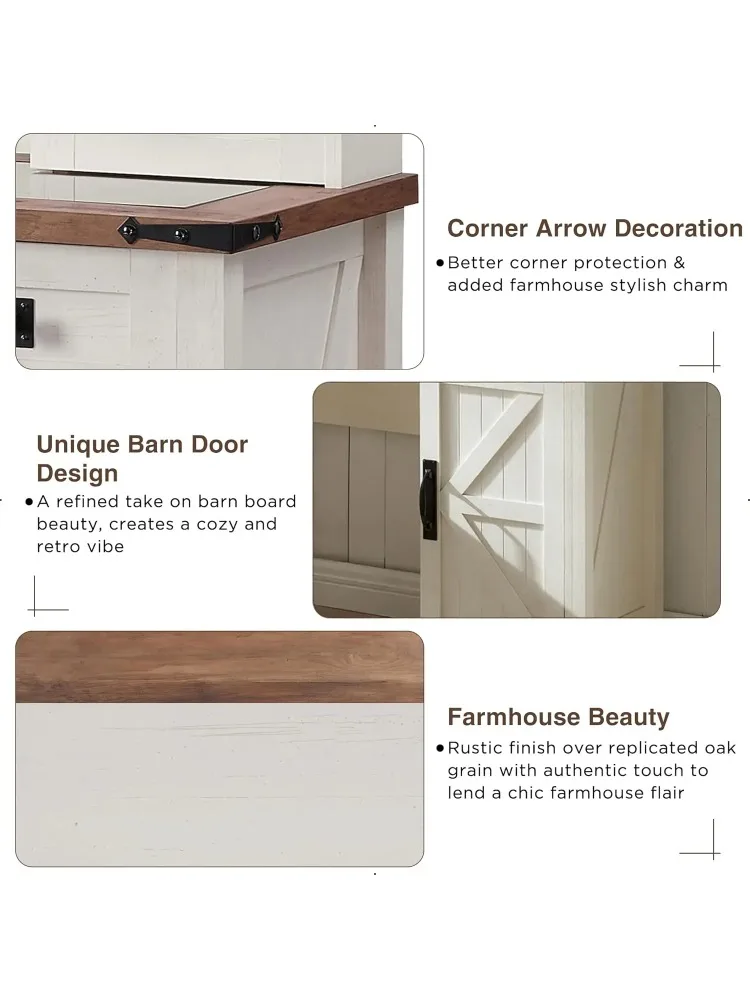 42-дюймовый туалетный столик в стиле фермерского дома с раздвижным зеркалом, подсветкой и местом для хранения макияжа