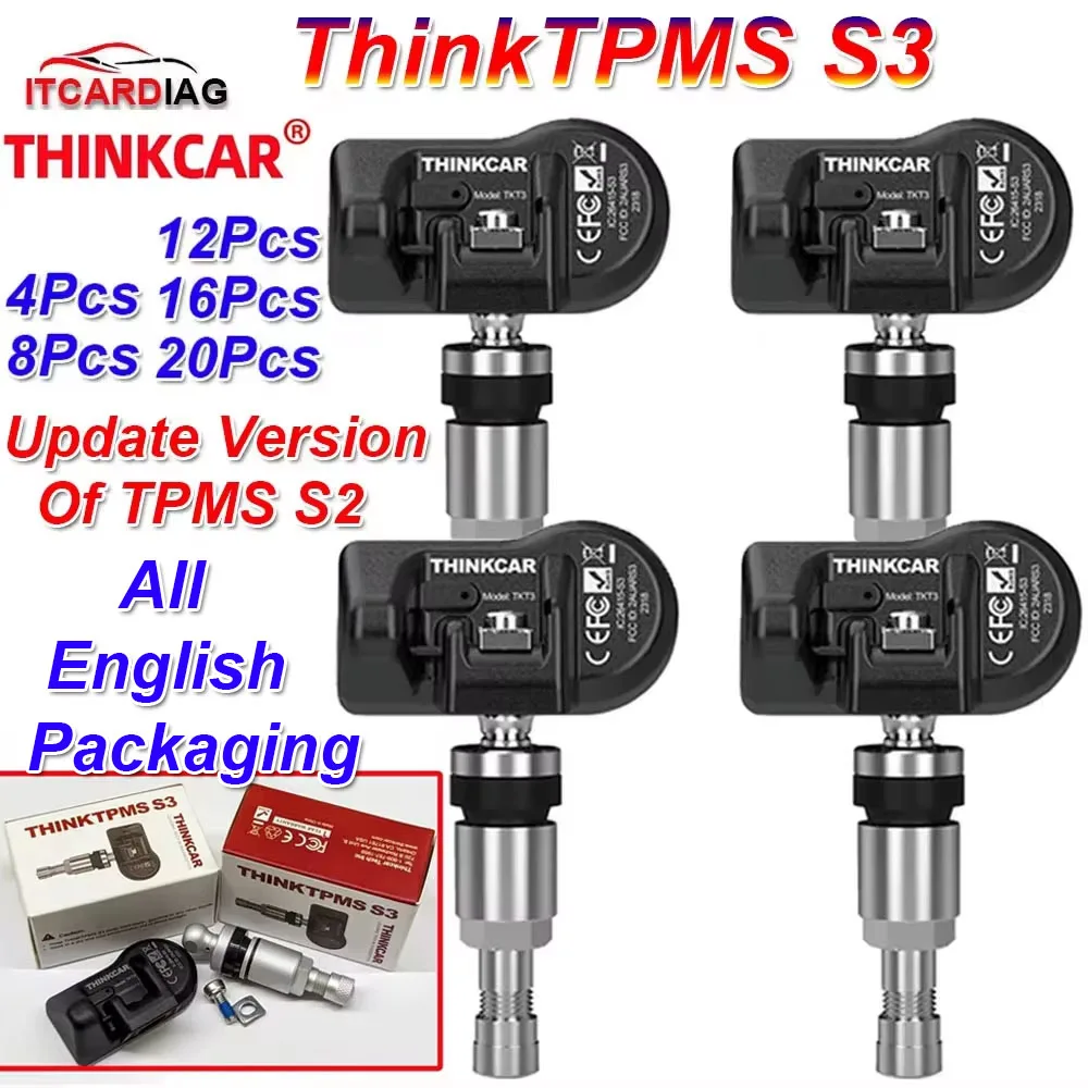 All English Packaging THINKCAR THINKTPMS S3 Upgrade of S2 Car TPMS Tire Pressure Sensor 315MHz 433MHz Program Work with Thinkcar