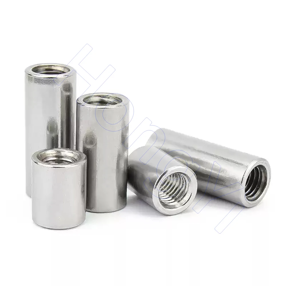 M8 M10 M12 M14 M16 M20 304 Stainless Steel Extension Thicken Round Column Joint Coupling Nut Cylindrical Connect Screw Nut